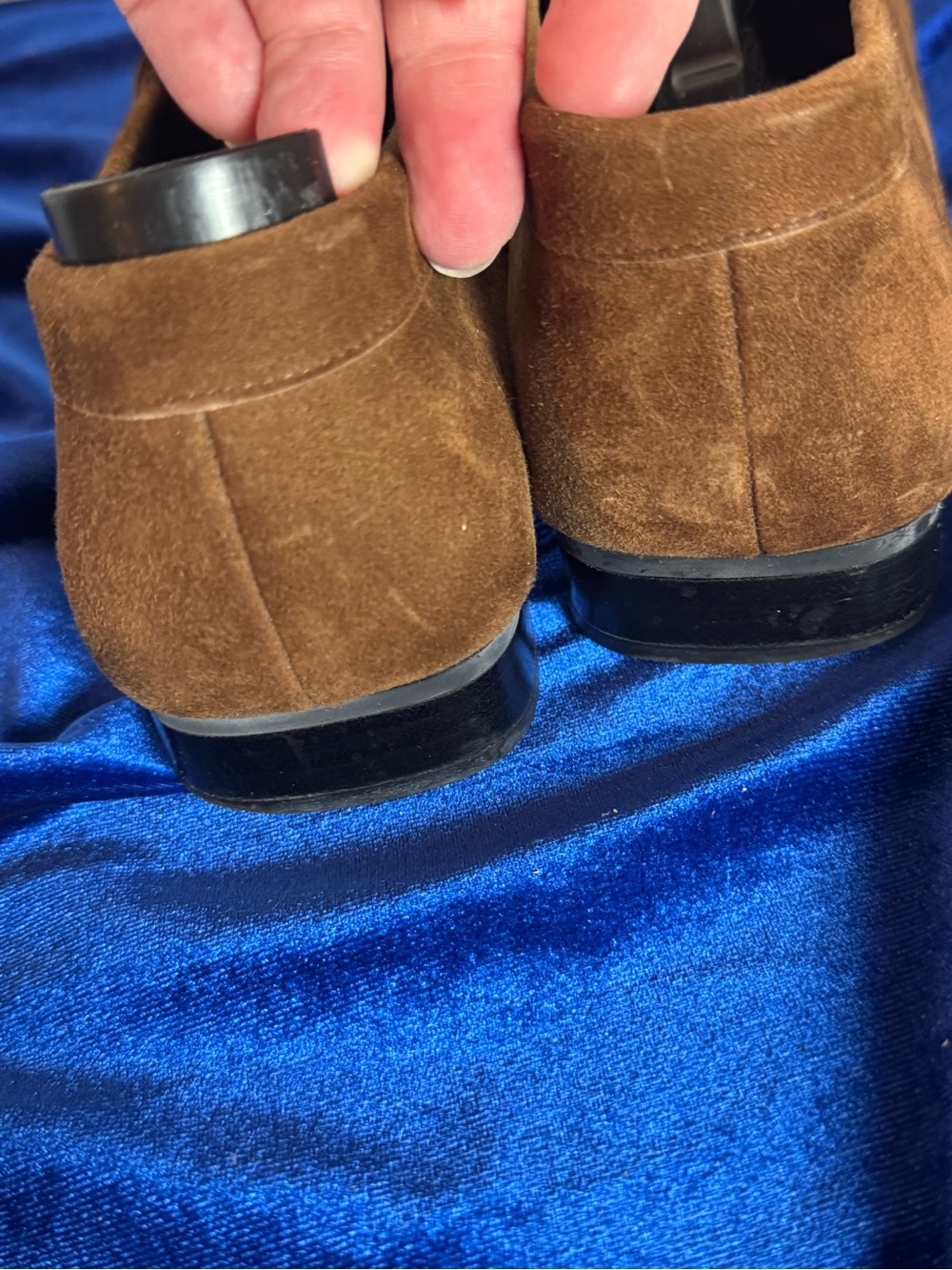 Stuart Weitzman Brown Suede Slip-On Loafers with Jewel Accent - Picture 4 of 10